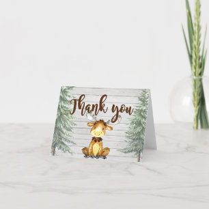 Rustic Moose Baby Shower Thank You Card
