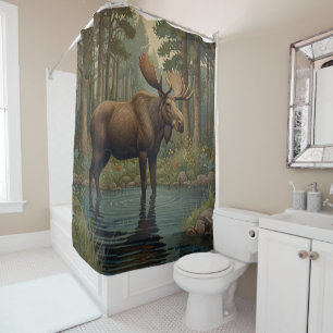 Rustic moose boho woodland forest greenery cabin