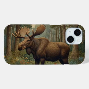 Rustic moose boho woodland forest greenery  iPhone 15 case