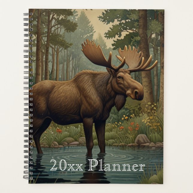 Rustic moose boho woodland forest greenery  planner (Front)