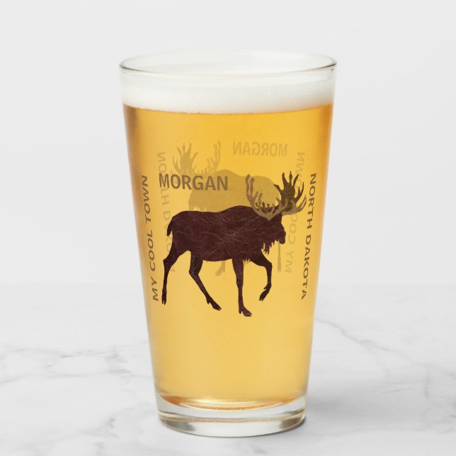 Rustic Moose Faux Leather Add Your State Cool Glass (Front Filled)