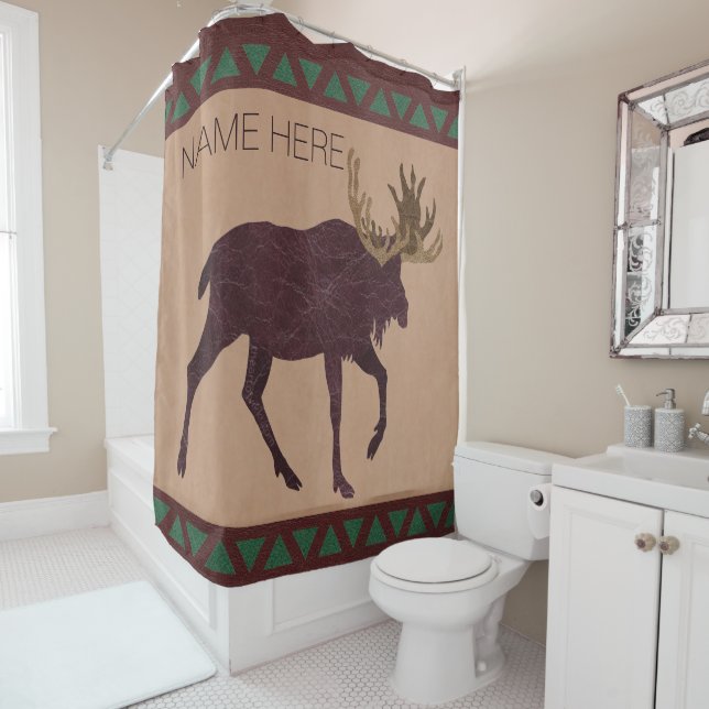 Rustic Moose Faux Leather-Look Home Decor (In Situ)