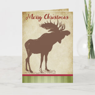 Rustic Moose Merry Christmas Holiday Card