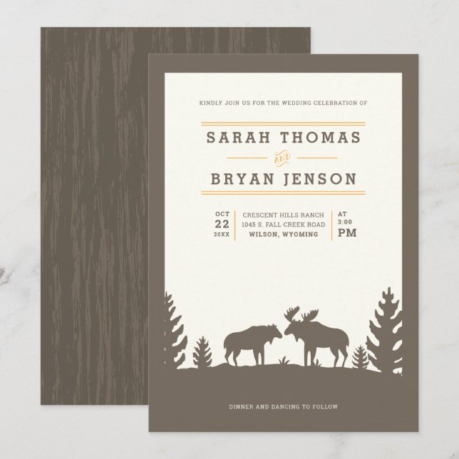 Rustic Moose Outdoor Wedding Invitation (Front/Back)