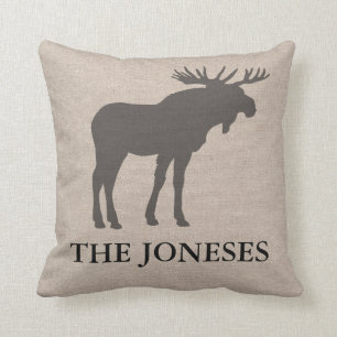 Rustic Moose Silhouette Throw Pillow