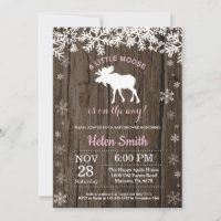 Rustic Moose Winter Snowflake Girl Baby Shower