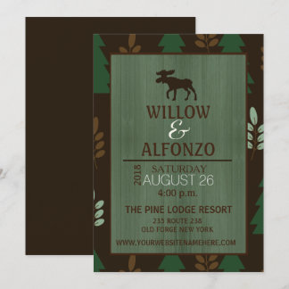 Rustic Moose Wood grain Wedding Invitation