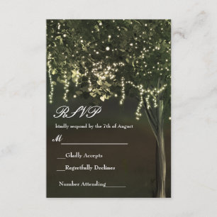 Rustic Mossy Lighted Tree Wedding RSVP