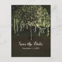 Rustic Mossy Lighted Tree Wedding Save The Date