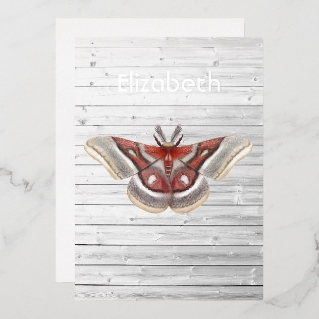 Rustic Moth Foil Invitation (Front/Back)