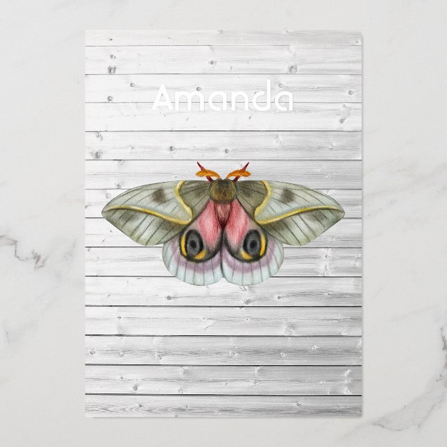 Rustic Moth Foil Invitation (Front)