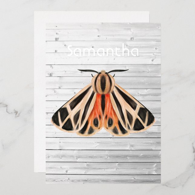 Rustic Moth Foil Invitation (Front/Back)