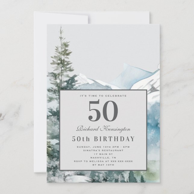 Rustic mountain 50e invitation anniversaire (Devant)