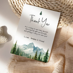 Rustic Mountain Adventure Baby Shower Thank You Ca Card