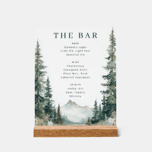 Rustic Mountain Bar Menu Acrylic Sign