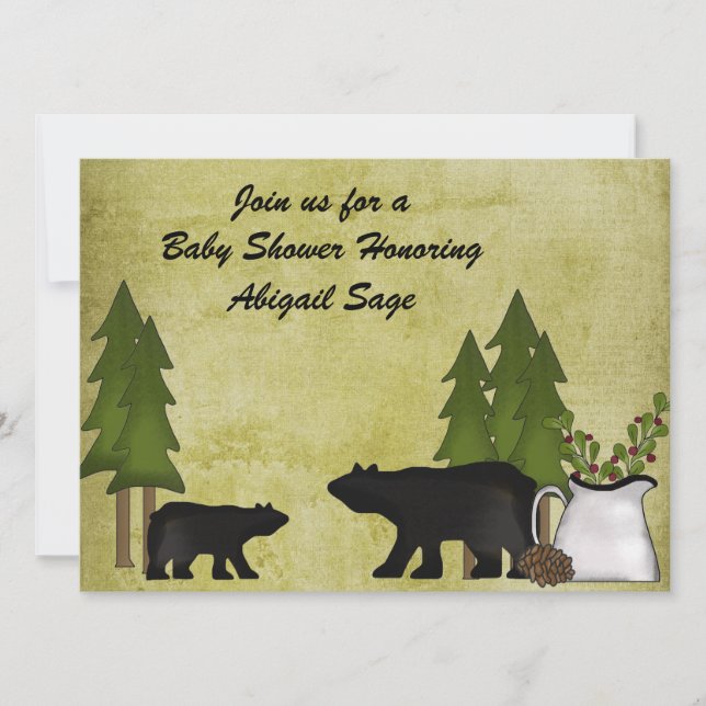 Rustic Mountain Bear Baby Shower Invitation (Front)