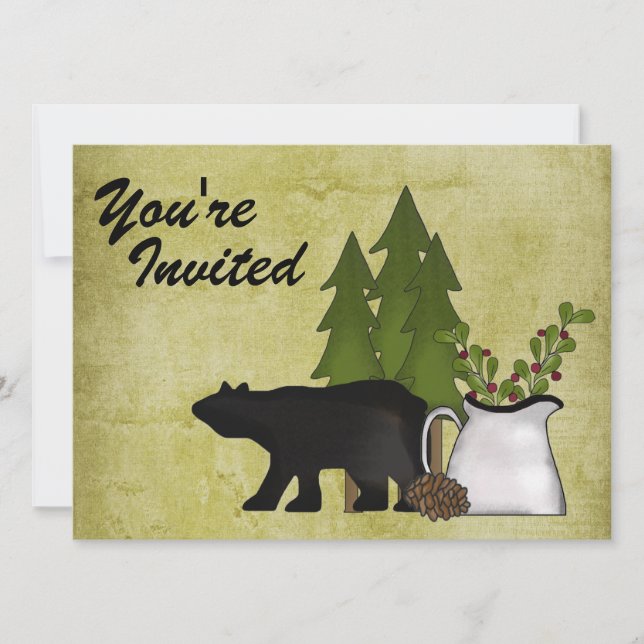 Rustic Mountain Bear Family Reunion Invitation (Front)