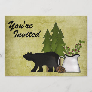 Rustic Mountain Bear Family Reunion Invitation
