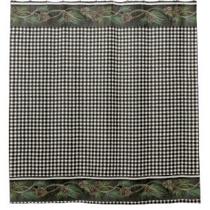 Rustic Mountain Cabin Lodge Black White Pine Cone