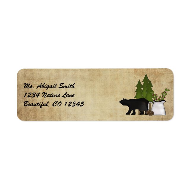 Rustic Mountain Country Bear Étiquette de adresse (Devant)
