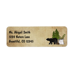 Rustic Mountain Country Silhouette Bear Address