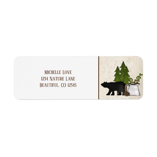 Rustic Mountain Country Silhouette Bear Address (Front)