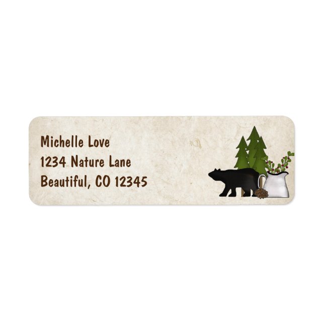 Rustic Mountain Country Silhouette Bear Address (Front)