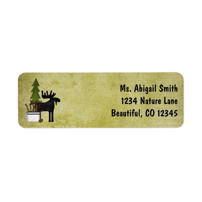 Rustic Mountain Country Silhouette Moose Address (Front)