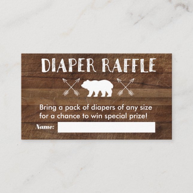 Rustic Mountain - Diaper Raffle Card (Front)