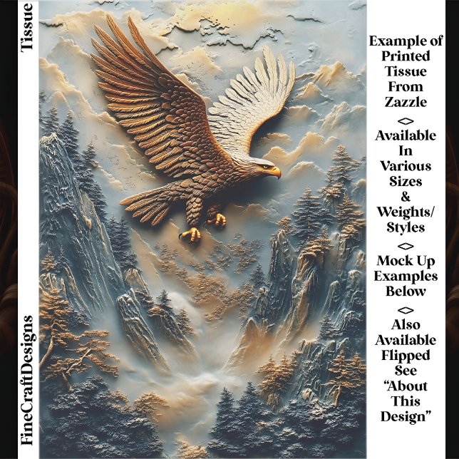 Rustic Mountain Eagle Relief Panel EH5R Decoupage Tissue Paper (Creator Uploaded)
