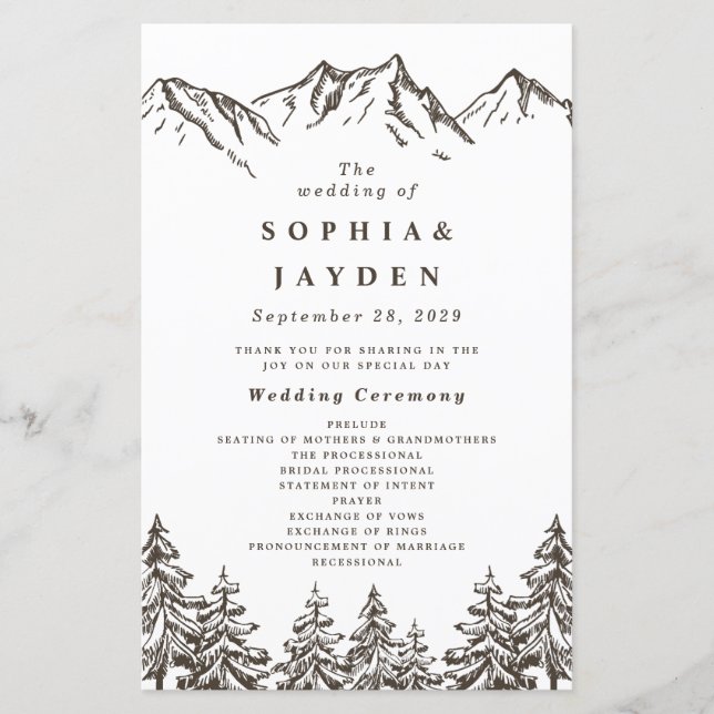 Rustic Mountain Elegant Pine Tree Programmes de ma (Devant)
