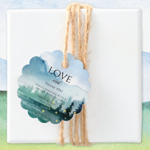 Rustic Mountain Fireflies Watercolor Wedding Favour Tags