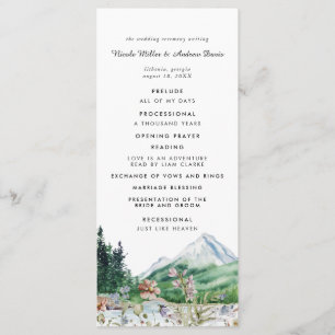 Rustic Mountain Floral   Wedding Ceremony Program