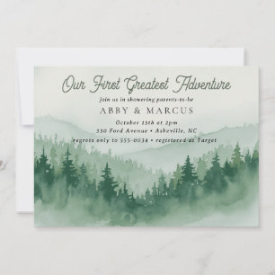 Rustic Mountain Forest Adventure Green Baby Shower