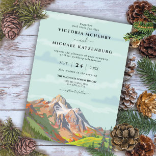 Rustic Mountain Forest Big Sky Wedding Invitation