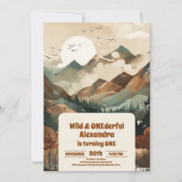 Rustic Mountain Forest Evergreen 1st Birthday