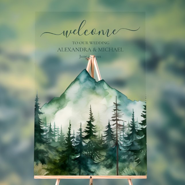 Rustic Mountain Forest Evergreen Tree Wedding (Neutre)