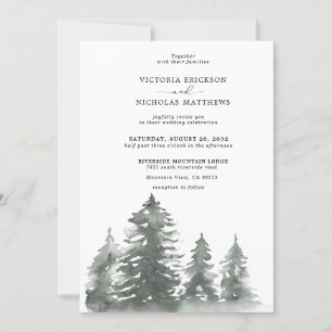 Rustic Mountain Forest Evergreen Tree Wedding Invi Invitation