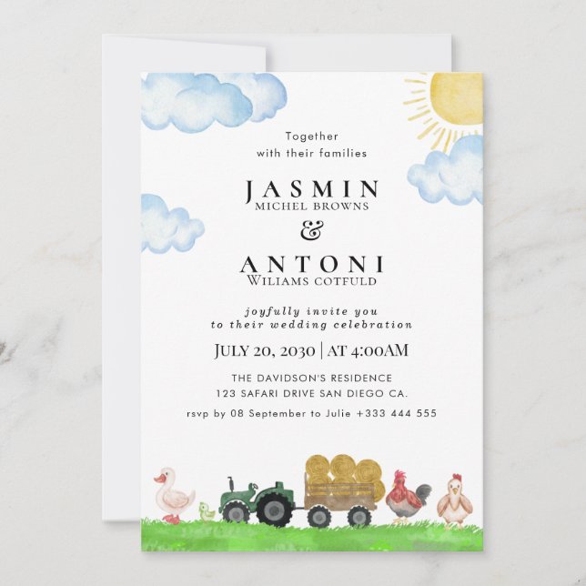 Rustic Mountain Forest Evergreen Tree Wedding Invitation (Front)