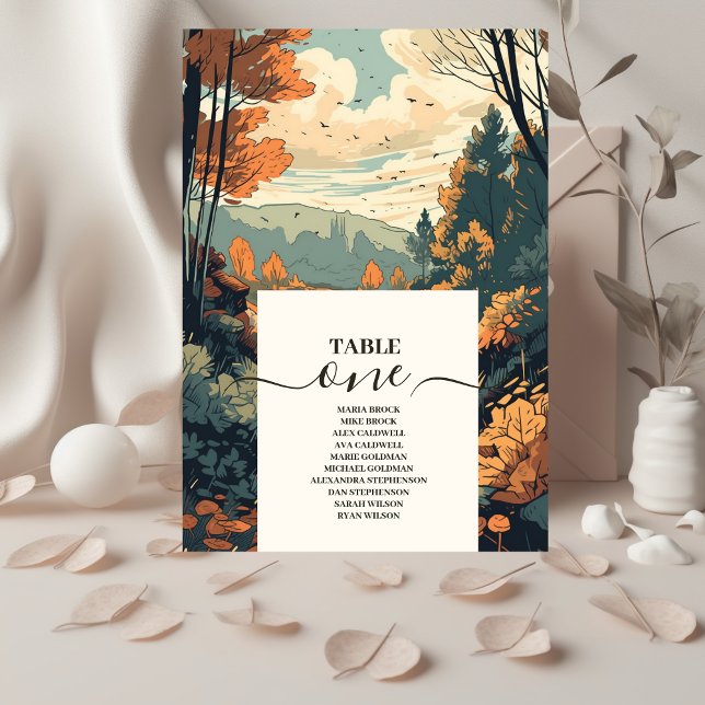 Rustic Mountain Forest Evergreen Wedding Table Number (Creator Uploaded)