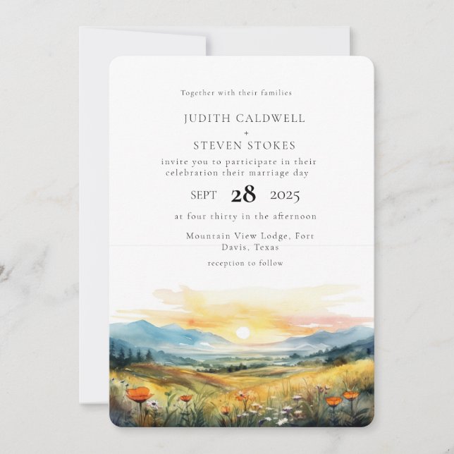 Rustic Mountain Forest Faire-part de mariage (Devant)