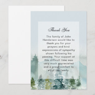Rustic Mountain Forest Funeral Thank You Card