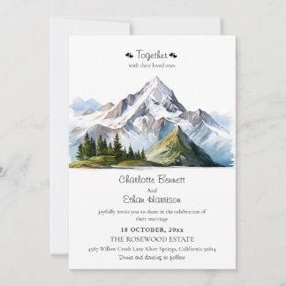 Rustic Mountain Forest green Tree Wedding  Invitation