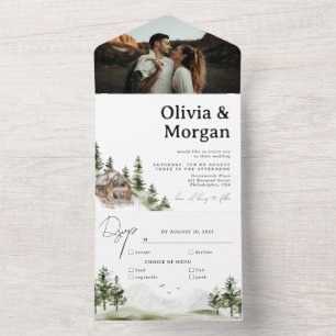 Rustic Mountain Forest Photo Destination Wedding All In One Invitation