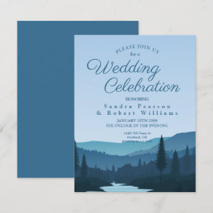 Rustic Mountain Forest Stream with Pine Trees  Invitation