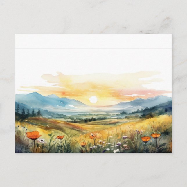 Rustic Mountain Forest Wedding Invitation Postcard (Front)