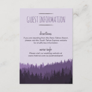 Rustic Mountain Guest Info Card in purple