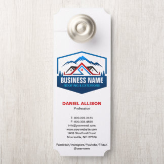 Rustic Mountain House Roofing Red Blue Door Hanger