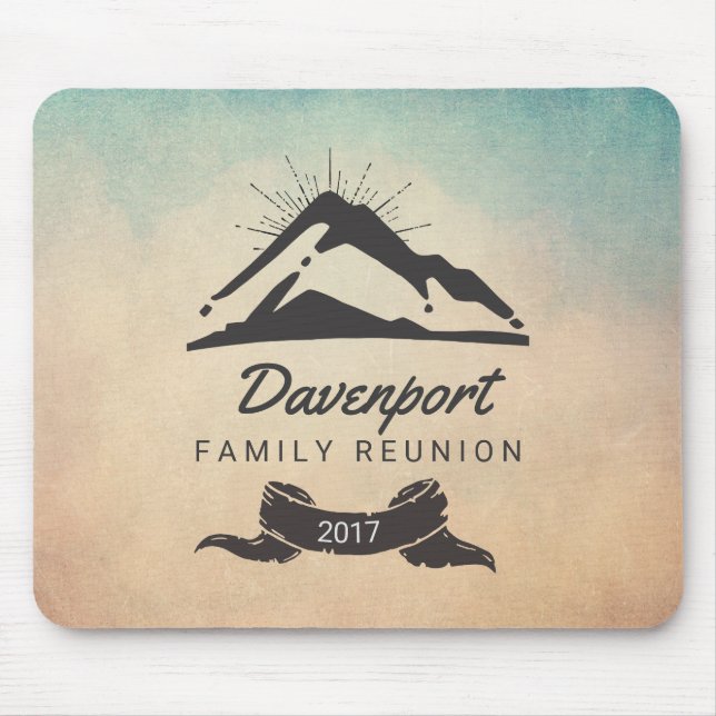 Rustic Mountain Illustration Family Reunion Mouse Pad (Front)