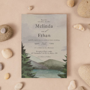 Rustic Mountain & Lake Evergreen Wedding  Invitation